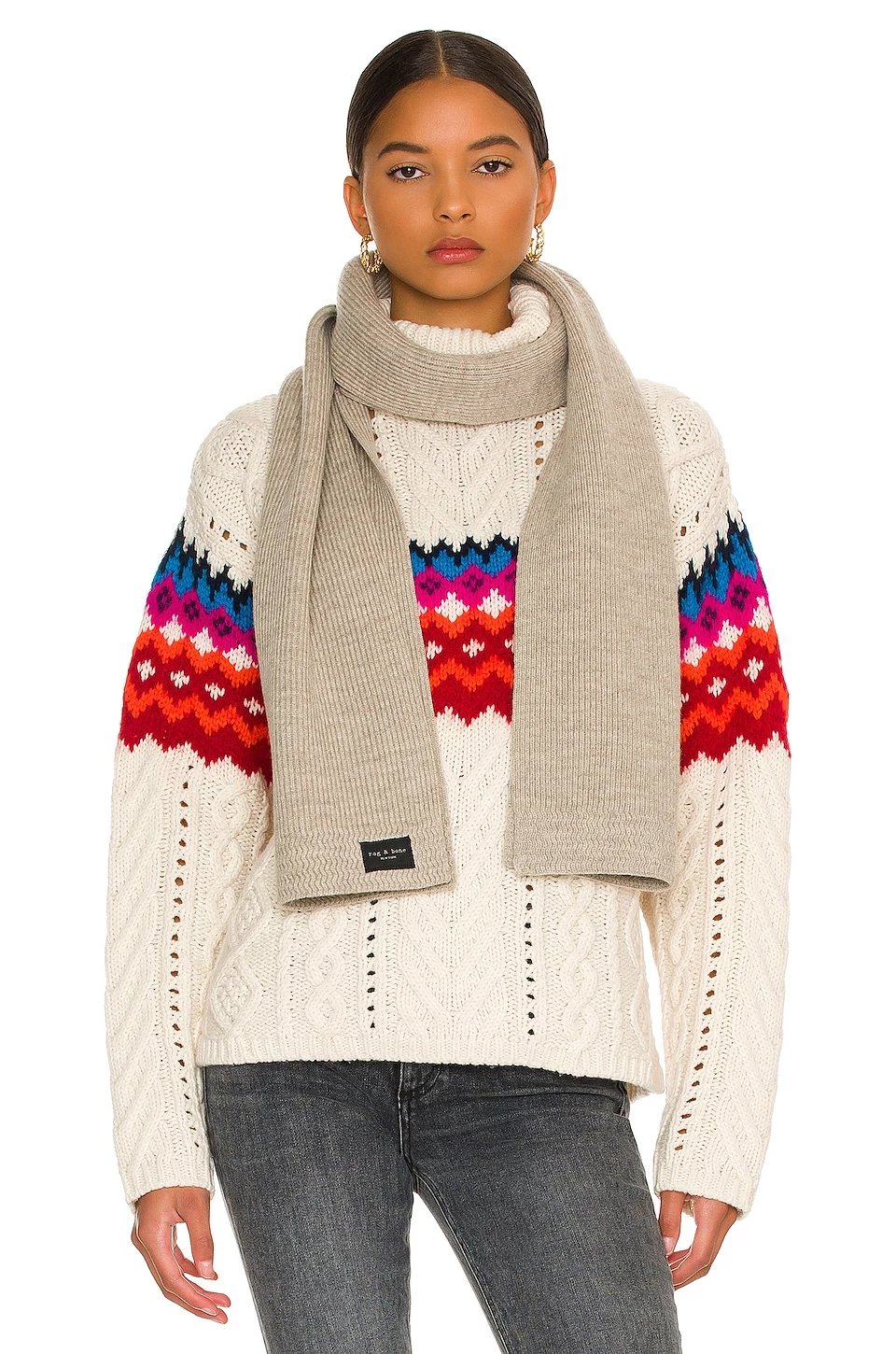 Rag & Bone Undyed Addison Scarf In Brown Grey 1 Rag & Bone Undyed Addison Scarf In Brown Grey