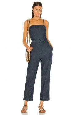 Rag & Bone Denim Tie Jumpsuit In Rinse Line