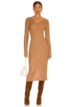 Rag & Bone The Knit Rib Bias Dress In Camel