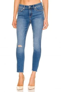 Rag & Bone Cate Mid Rise Ankle Skinny In Mick With Hole
