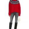 Rag & Bone Willow All Over Crew Sweater In Red Multi -Cheap Rag & Bone Store RGBR WK114 V4