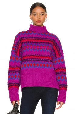Rag & Bone Willow Fairisle Turtleneck In Purple