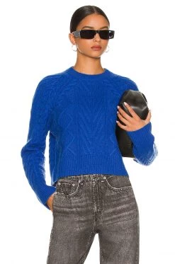 Rag & Bone Pierce Cashmere Cable Sweater In Blue