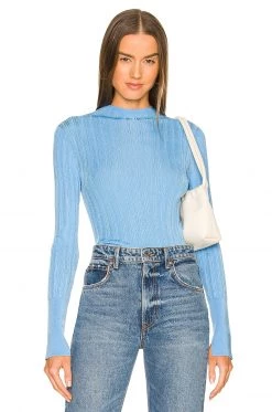 Rag & Bone Dawson Mock Neck Sweater In Bright Blue