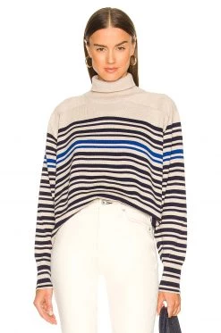 Rag & Bone Ann Striped Turtleneck Sweater In Oatmeal Multi