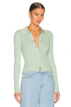 Rag & Bone Navaya Polo Cardigan In Mint