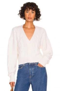 Rag & Bone Taylor Cable Cardigan In White