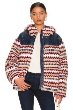 Rag & Bone Joelle Sherpa Printed Puffer In Ivory Multi