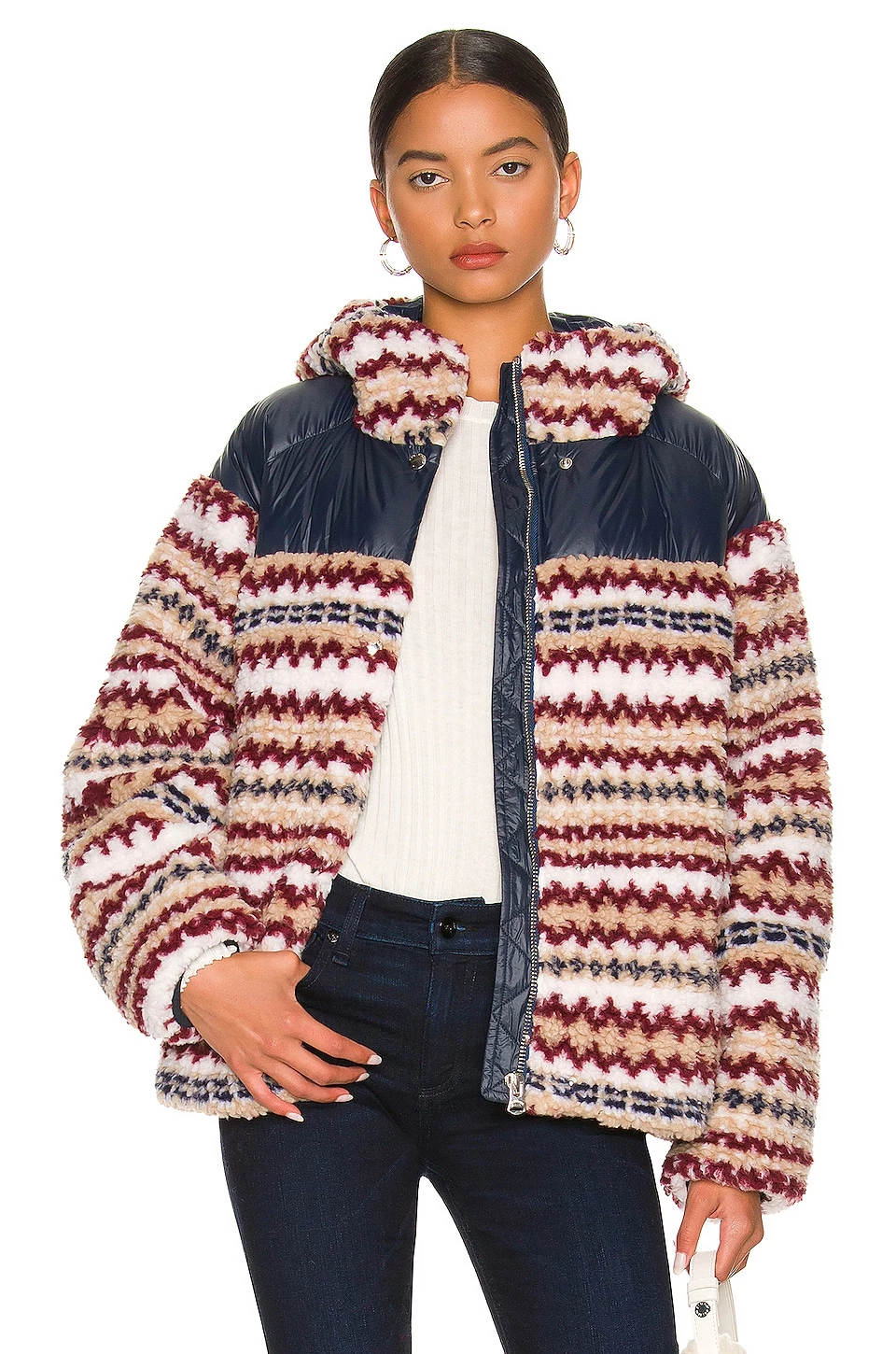 Rag & Bone Joelle Sherpa Printed Puffer In Ivory Multi 1 Rag & Bone Joelle Sherpa Printed Puffer In Ivory Multi