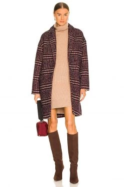 Rag & Bone Estelle Cocoon Plaid Coat In Purple Plaid