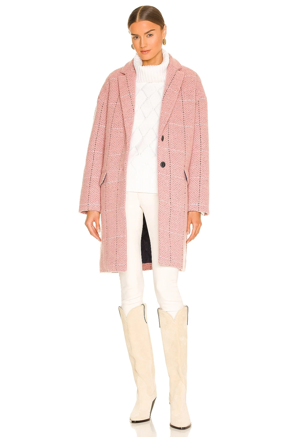 Rag & Bone Estelle Cocoon Check Coat In Pink Multi 1 Rag & Bone Estelle Cocoon Check Coat In Pink Multi