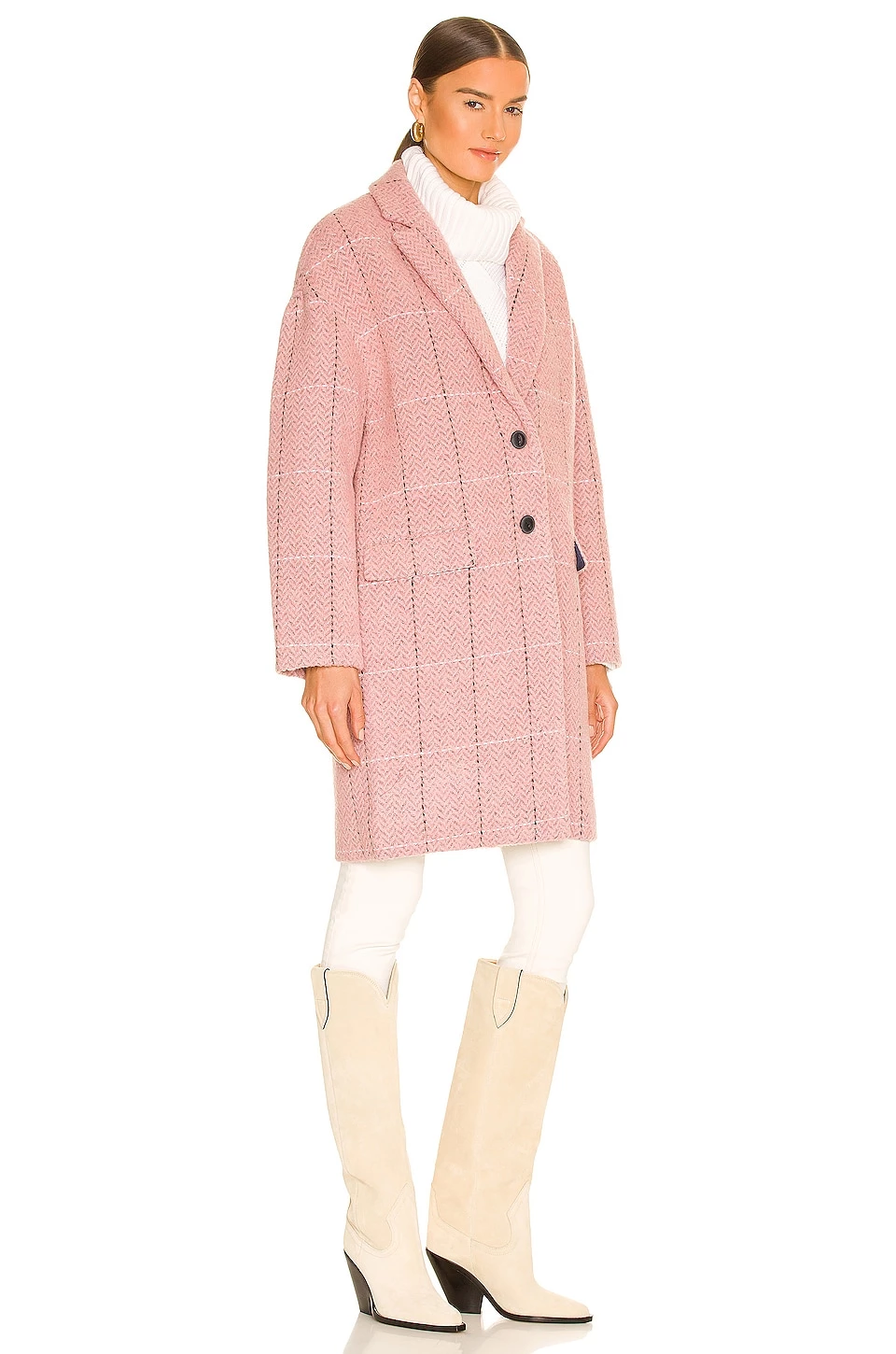 Rag & Bone Estelle Cocoon Check Coat In Pink Multi 2 Rag & Bone Estelle Cocoon Check Coat In Pink Multi - Image 2