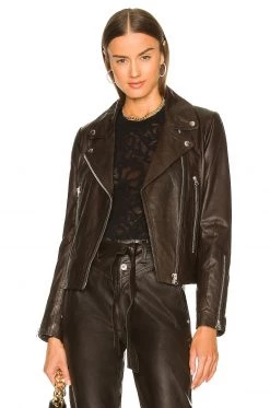 Rag & Bone Mack Leather Jacket In Dark Brown