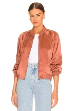 Rag & Bone Trail Silk Track Jacket In Pale Copper