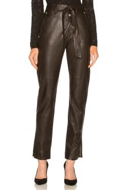 Rag & Bone Mia Leather Jean In Dark Brown