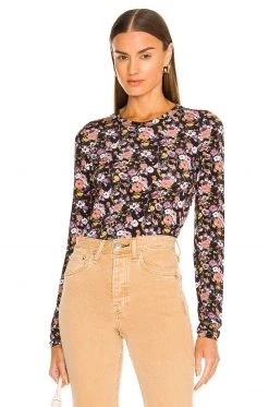 Rag & Bone Sabeen Long Sleeve Top In Black Multi