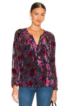 Rag & Bone Yuni Burnout Blouse In Purple Multi