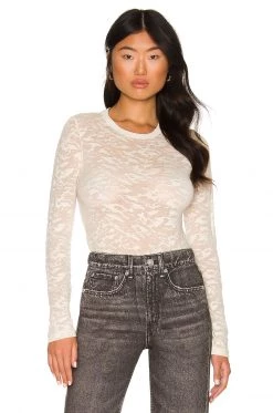 Rag & Bone Valencia Camo Long Sleeve Top In Pale Beige