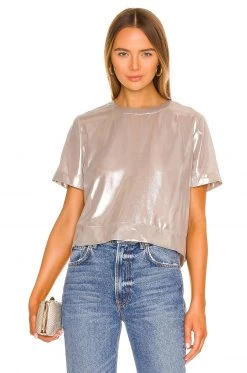 Rag & Bone Gia Cropped Tee In Silver