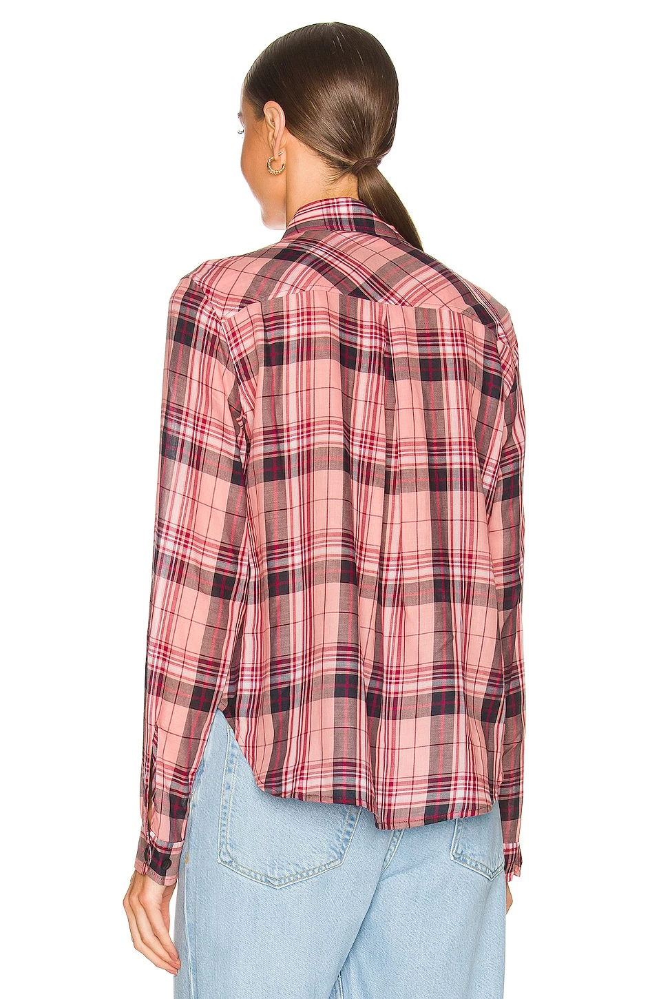Rag & Bone Quinn Cropped Check Top In Pink Check 3 Rag & Bone Quinn Cropped Check Top In Pink Check - Image 3